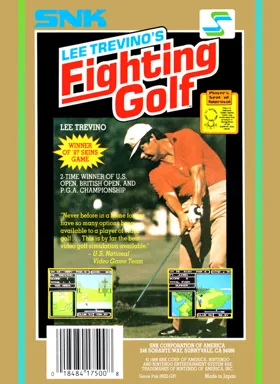 Lee Trevino's Fighting Golf (USA) box cover back